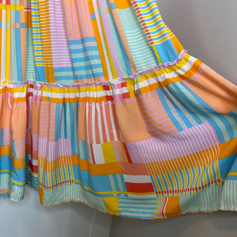 Abel the Label Anthropologie Patchwork Strapless Tiered Maxi Dress Small Smocked - Picture 7 of 10